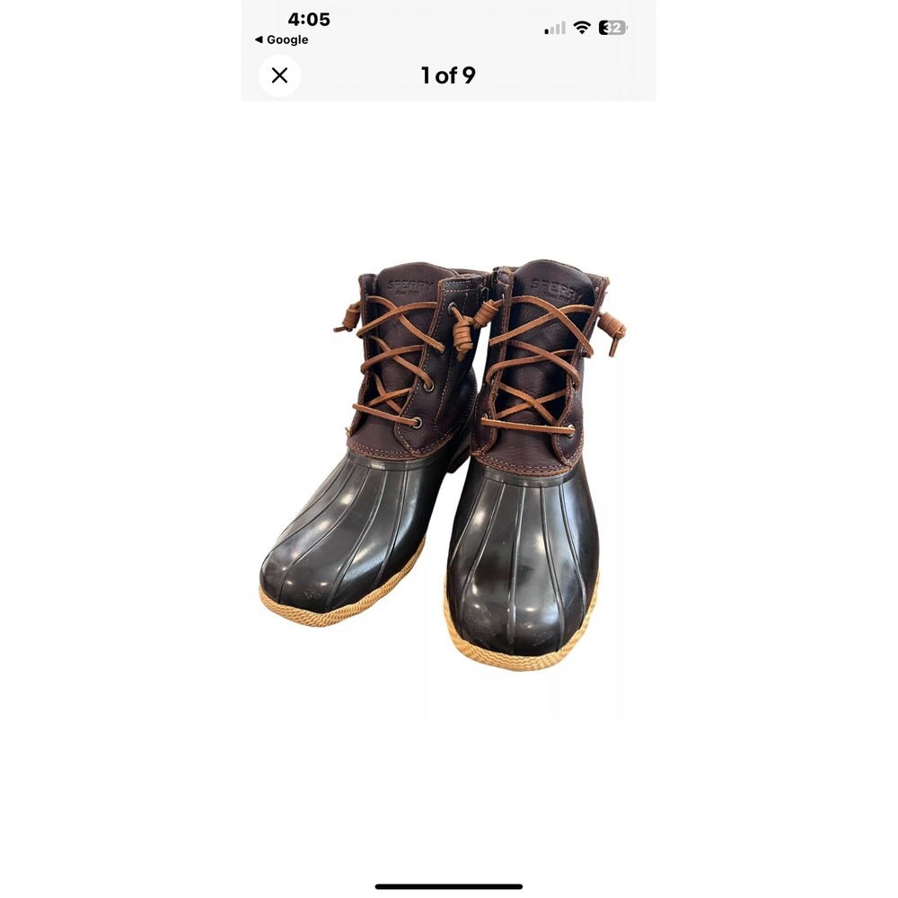 Sperry SP-Saltwater Navy Duck‎ Boots Girls Size 4 (CL20)